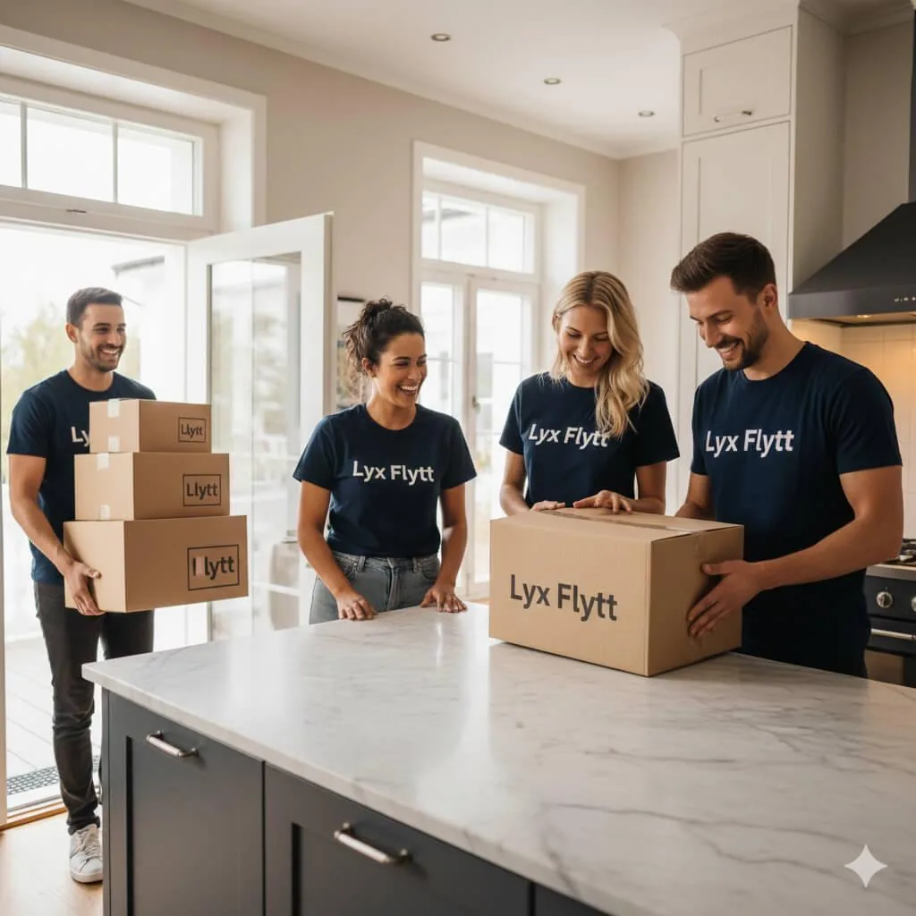 Lyx Flytt teamet hjälper kund med flytt i Malmö